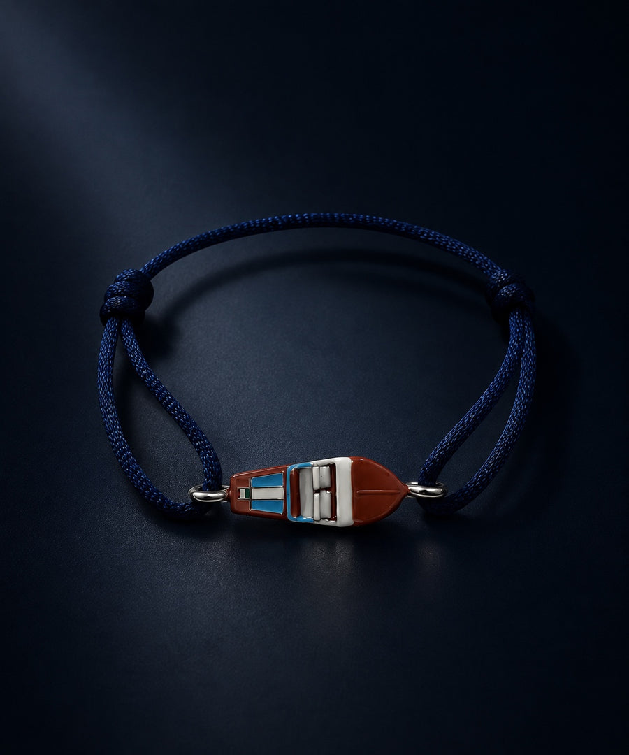The Oligarch Cord — woven cord bracelet with NEPO Express tag charm